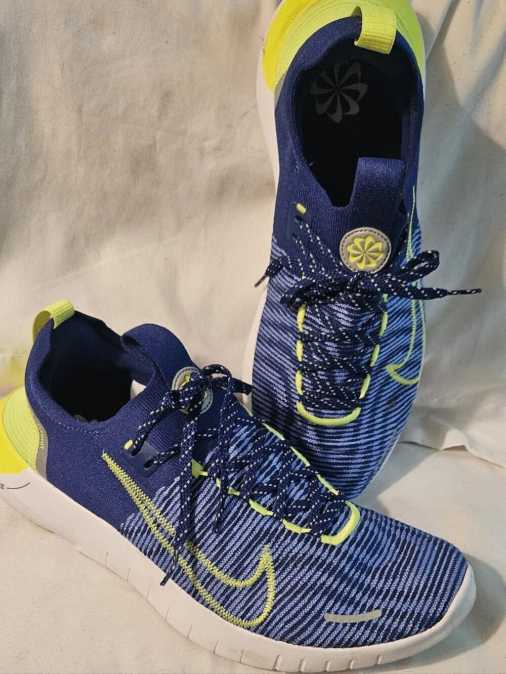 Nike Mens Flyknit Lunar 1 554887-474 Royal Blue Volt Running Sneakers Men's 10.5